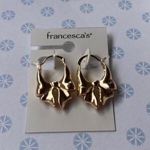 Francesca's Collections Gold Bow Hoop Earrings